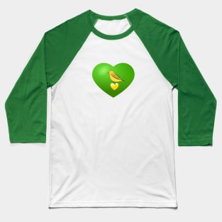 Canary green and yellow love heart Baseball T-Shirt